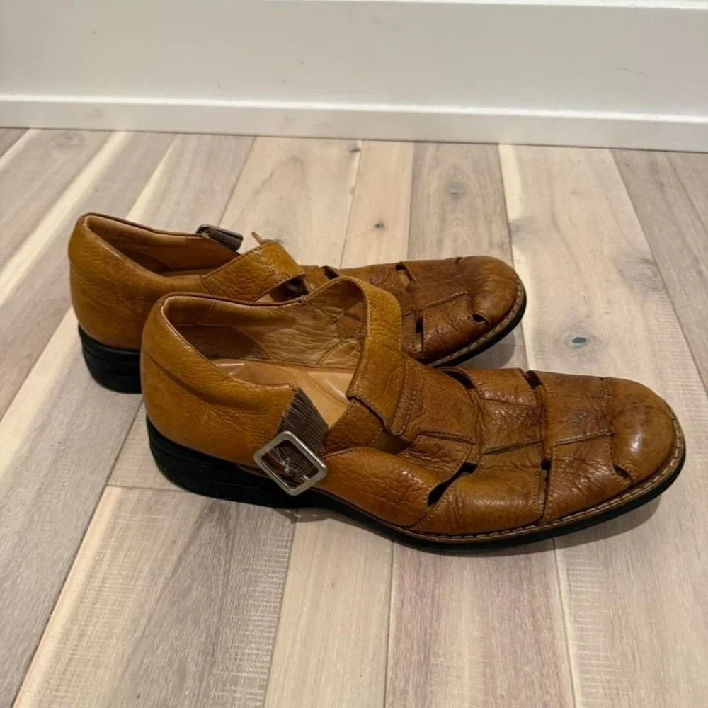 VINTAGE MADE IN BRAZIL Johnson and Murphy leather sandal shoes Sz 11